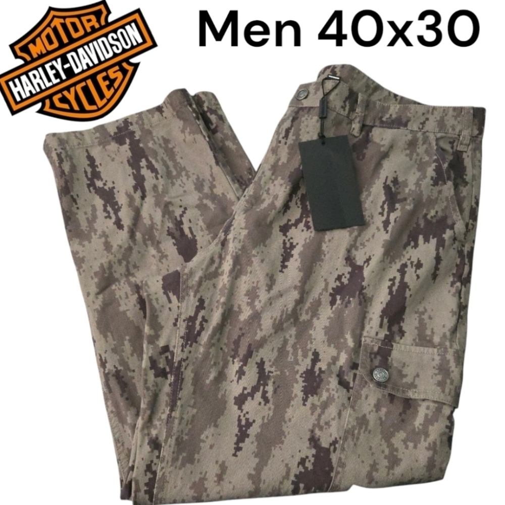 Harley Davidson New Cotton Camo Pants Men 40 x 30 Cargo Pants 112025 - Picture 3 of 12